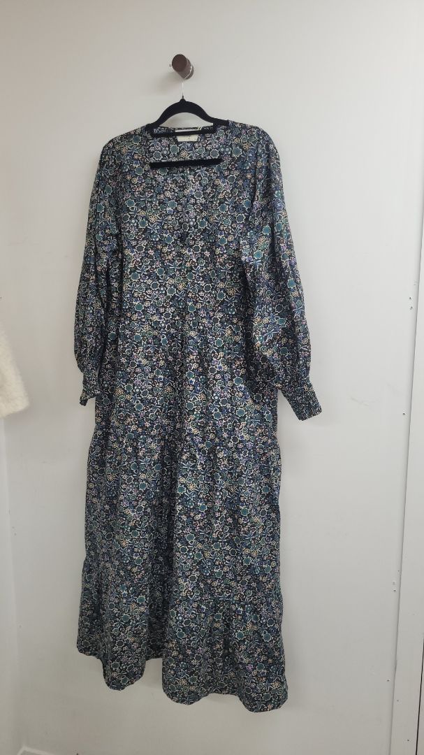 Blue green floral Kinney Dress, L