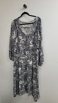 Wihte and navy Boho Dress, L/XL