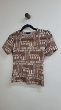 Brown and white With Harper Lu Short Sleeve Top, S