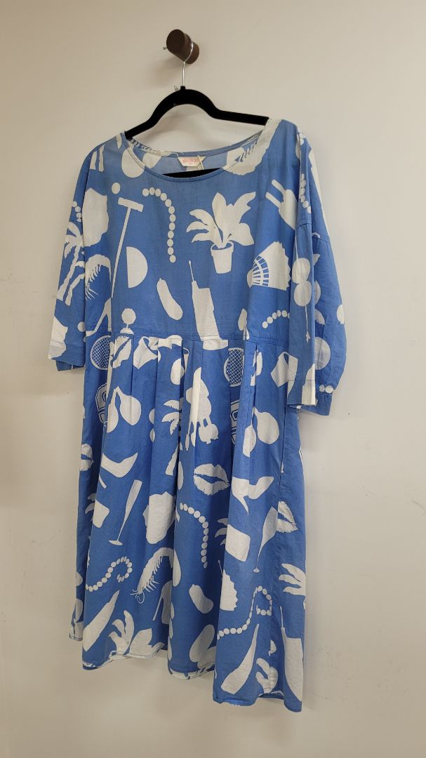 Blue and white Gorman Dress, M