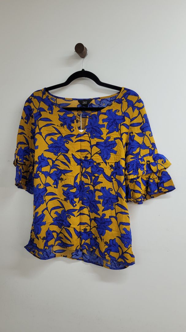 Blue and yellow Thing Thing Short Sleeve Top, 8