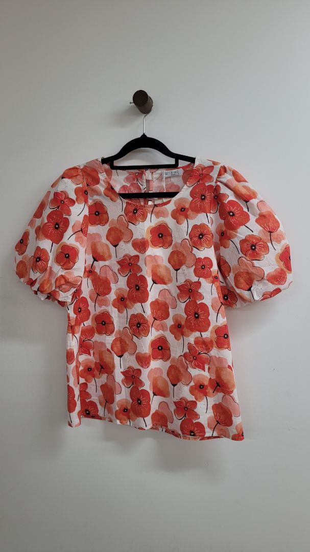 Red and white Ketz-ke Short Sleeve Top, 8