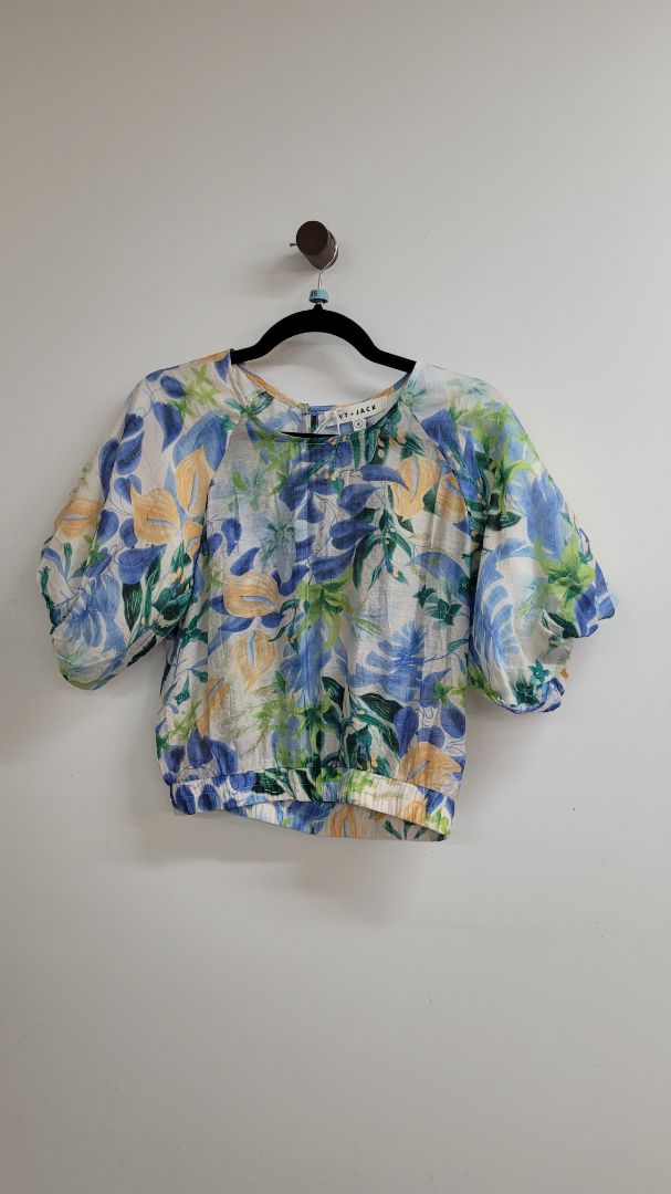 White blue green Ivy + Jack Short Sleeve Top, 6