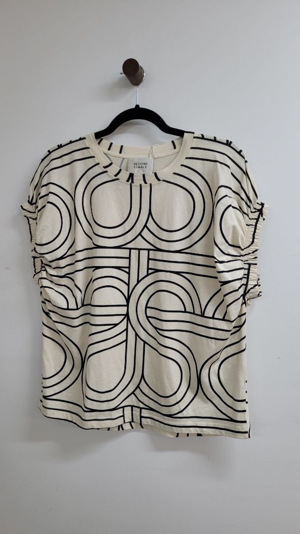 White and black Second Female Short Sleeve Top, S