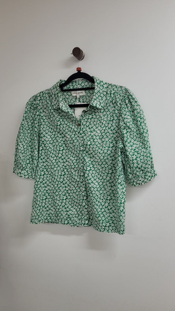 Green and white Lollys Laundry Short Sleeve Top, S
