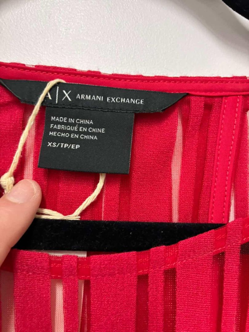 red Armani Exchange Short Sleeve Top, xs