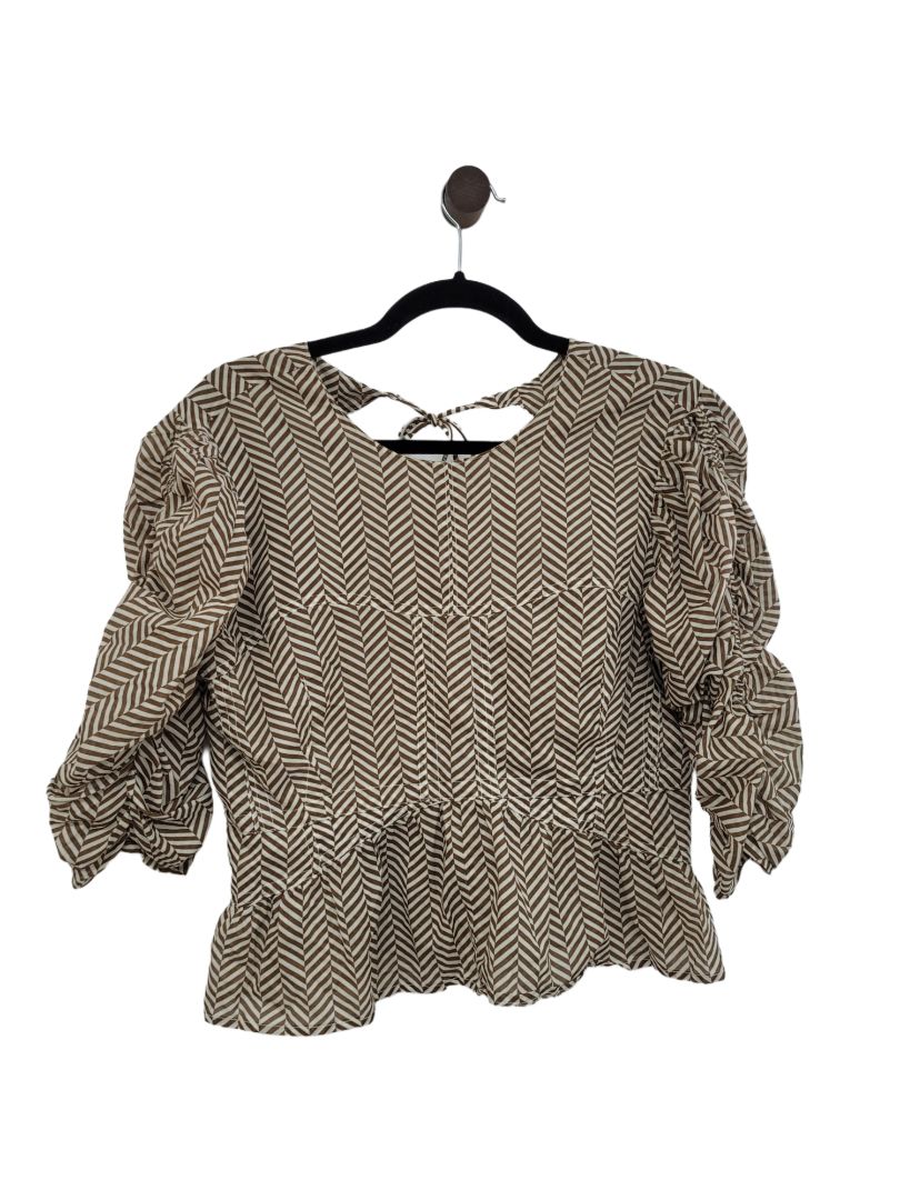 Brown and white Remain Short Sleeve Top, 14