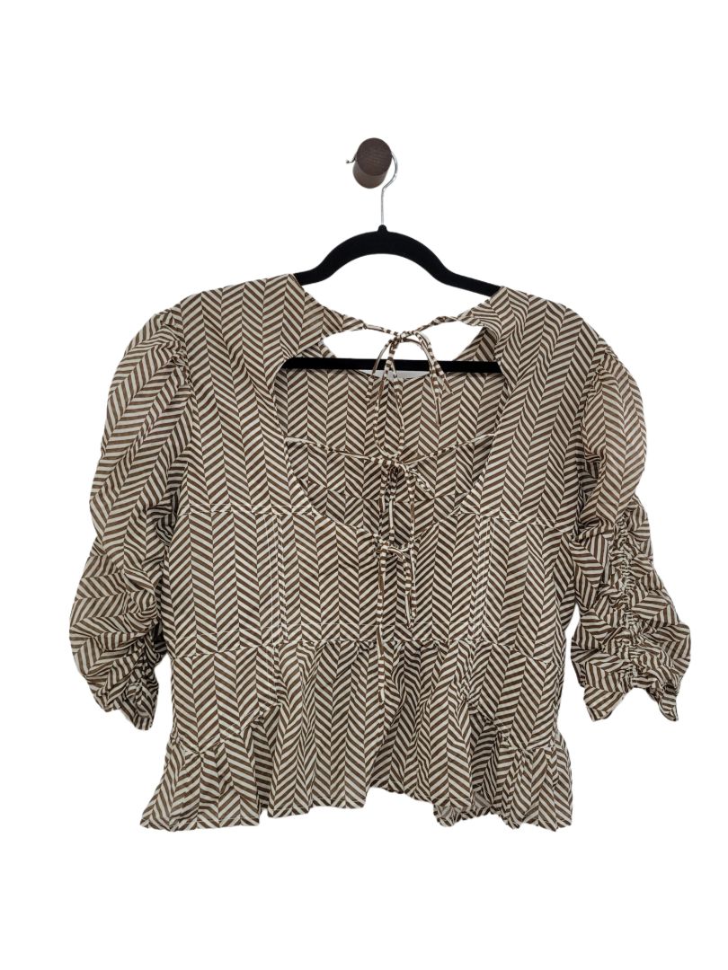 Brown and white Remain Short Sleeve Top, 14