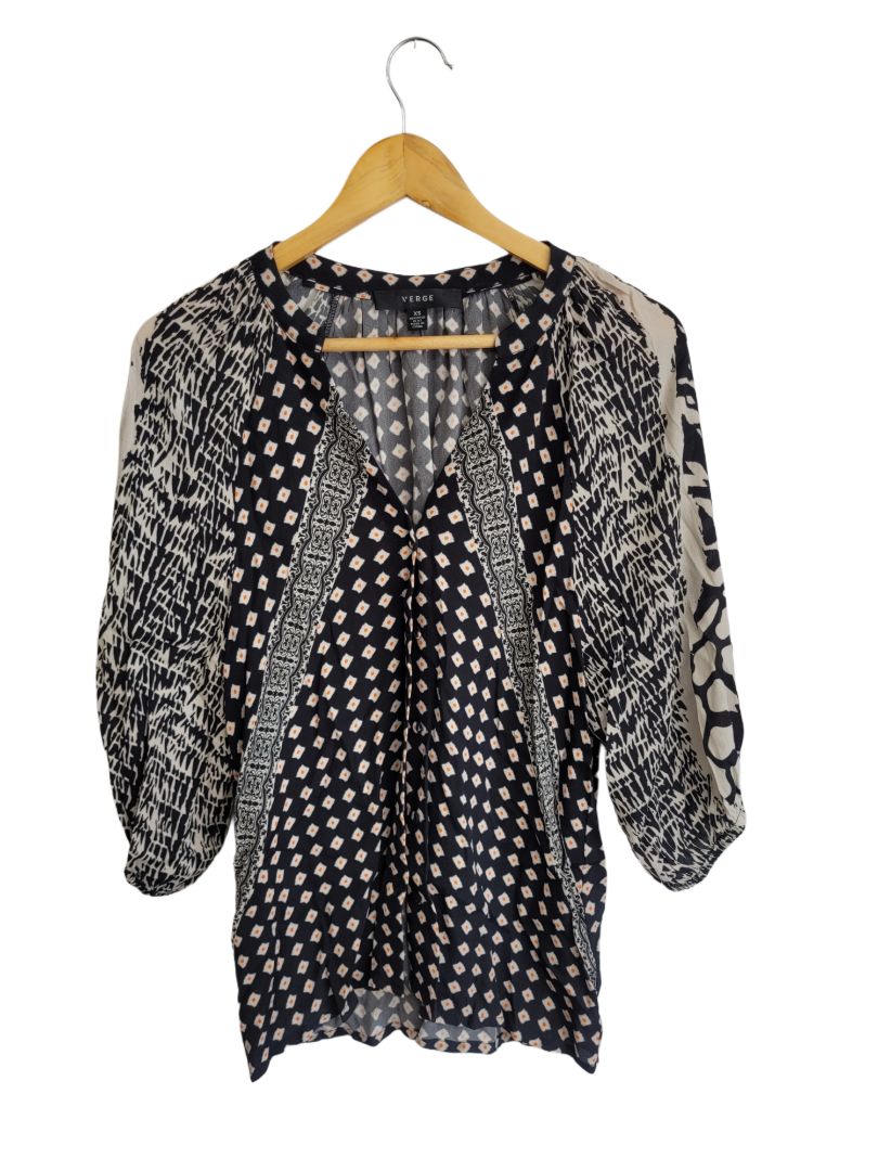 Black Verge Long Sleeve Top, XS
