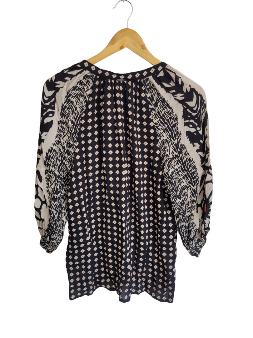 Black Verge Long Sleeve Top, XS