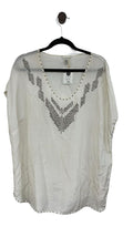 Cream Verge Short Sleeve Top, xl
