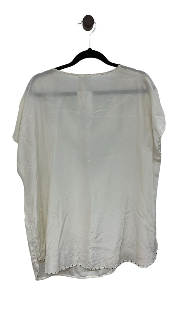 Cream Verge Short Sleeve Top, xl