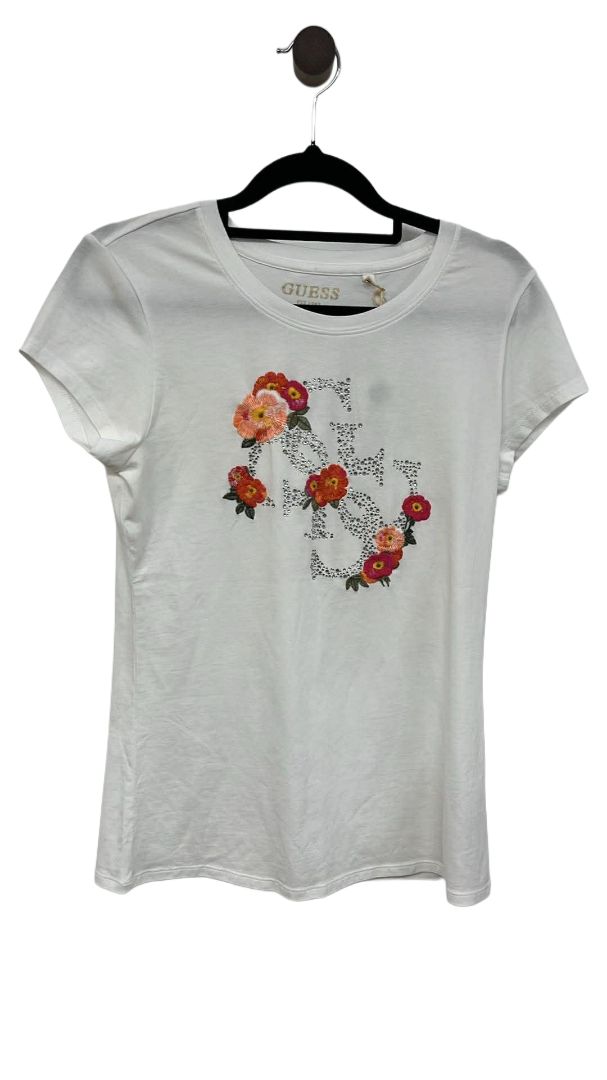 White Guess Short Sleeve Top, M