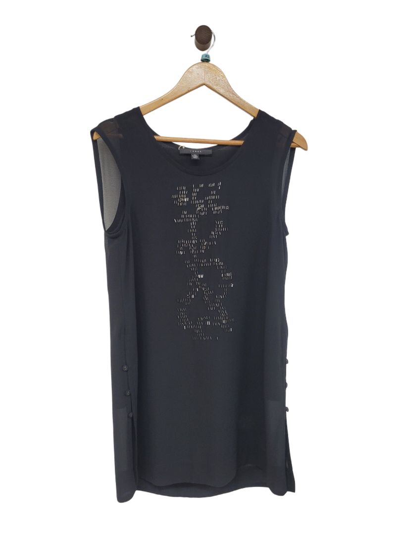 black Verge Short Sleeve Top, xs