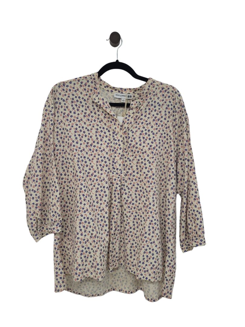 Cream with flowers Uniqlo Long Sleeve Top, L