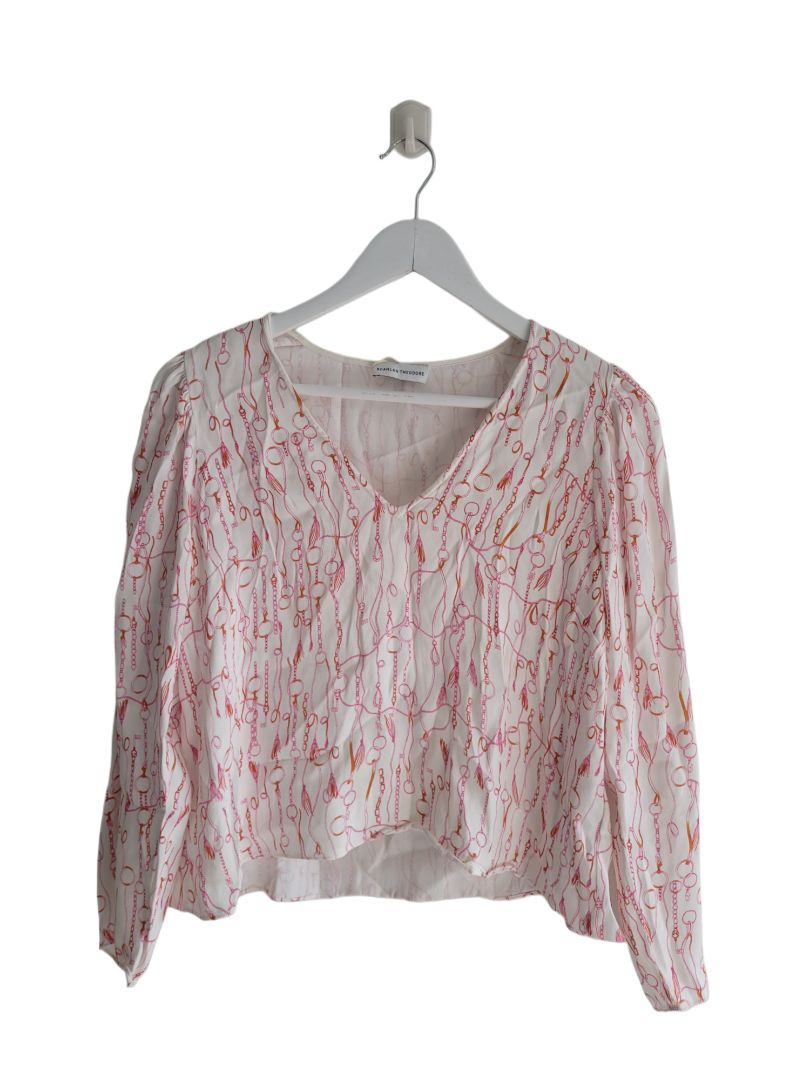 White and pink Scanlan & theodore Long Sleeve Top, 10