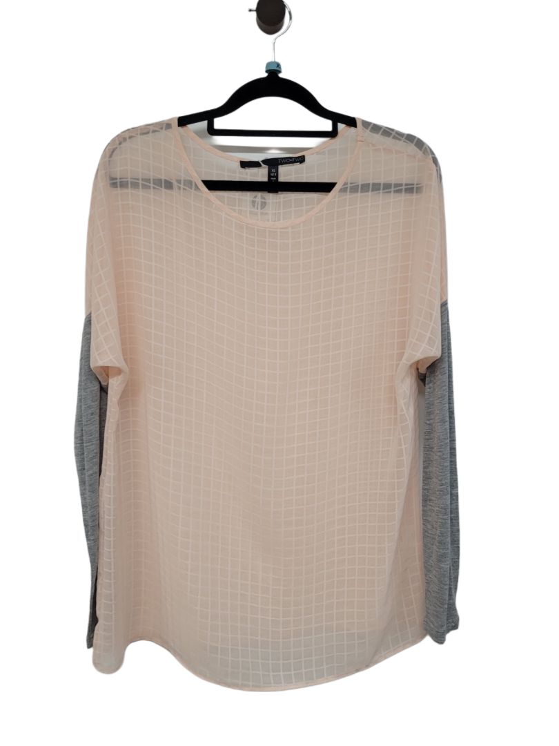 Pink and grey Two by two Long Sleeve Top, XS