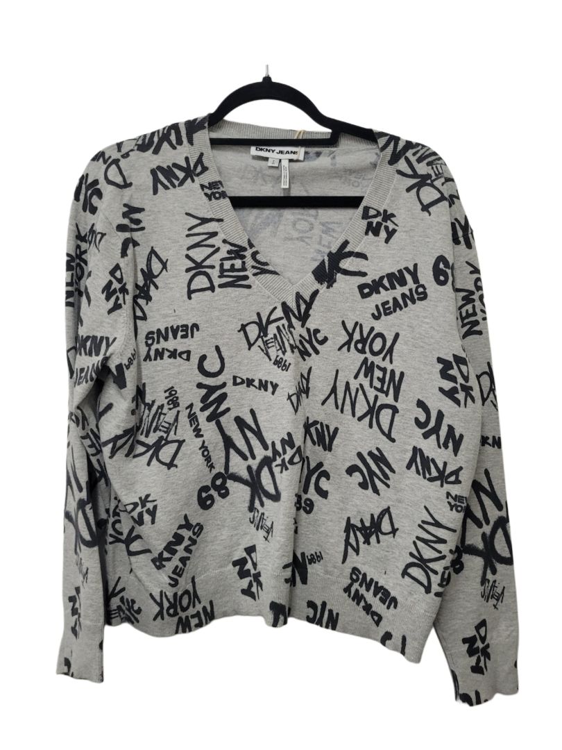 Grey and black DKNY Long Sleeve Top, S