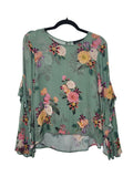 Green floral Decjuba Long Sleeve Top, 8