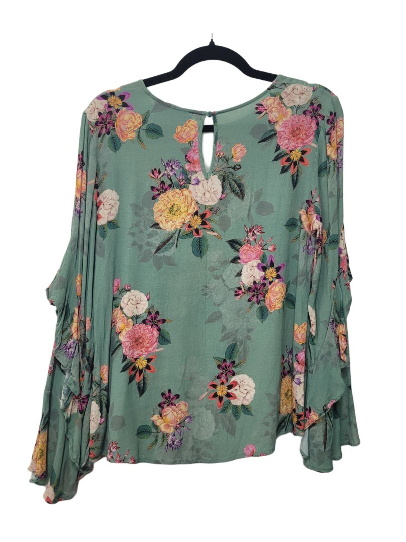 Green floral Decjuba Long Sleeve Top, 8