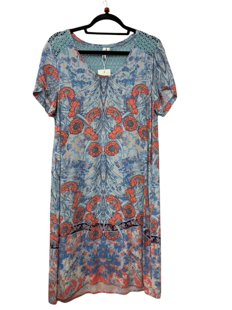 Blue pink Loobies Story shift dress, 10