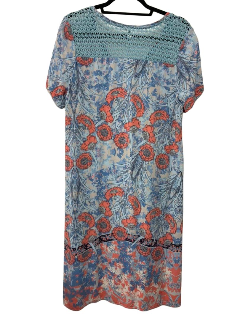 Blue pink Loobies Story shift dress, 10