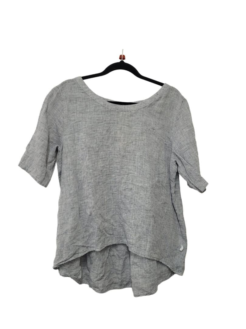 Blue white stripes Rogue linen Short Sleeve Top, S