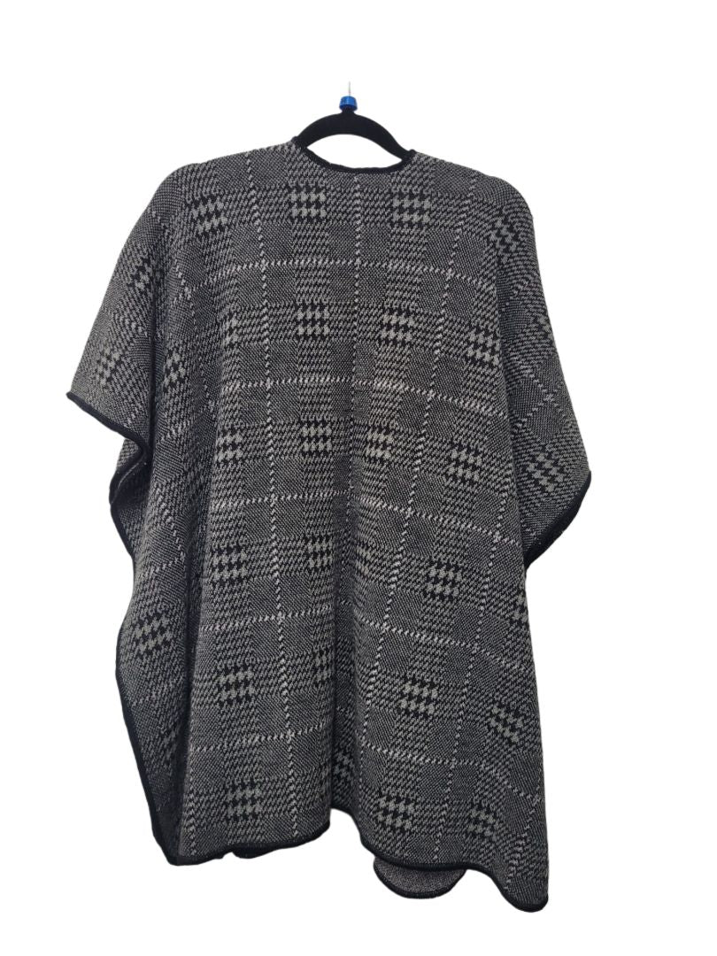Grey black Royal Alpaca Short Sleeve Top, One size